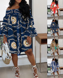 Fongt Women's Sexy Fashion A Word Shoulder To Take The Printed Dress