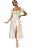 Fongt New Summer Fashion Bubble Sleeves With Open Fork Dress Dress Woman Summer