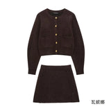 Fongt Buckle Knitted Jacket Stew Half Skirt In Autumn And Winter