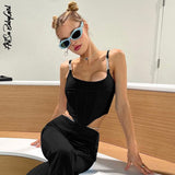 Tops Women Summer Sleeveless Tank Top Backless Summer Solid Skinny Off Shoulder Tanks Camis Y2k Crop Top Corset for