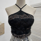 Real Shooting Spice Girls Letter Printing To Make Old Hole Hanging Neck Sling Vest Short With Chest Cushion Top