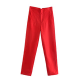 Fongt Workplace Women's Display High Waist Waist Suit Trousers 38 Color Reduced Age And Ankle Pants