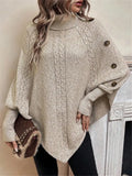 Fongt New Autumn And Winter High-Collar Button Decoration Bat Shirt Sworn Sweater