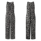 VONDA Party Rompers Women Jumpsuits Vintage Leopard Printed Playsuits OL Hollow Sleeveless Overalls Casual