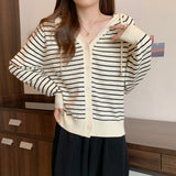 Hooded Sweater 2024 Spring New Casual Long-Sleeved Cardigan Coat Foreign Style Loose Outside Put On The Girl-Outfit