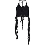 Fongt Babes Design Exquisite Three-Dimensional Flower Ribbon Slimming Irregular Short Slings Girls Summer