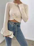 Fongt And Winter Essential Amazon Repair Collar Design Cross Knitting Top Sweater Woman