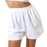 Fongt Summer Women's Tight Waist Loose Broad Legs Solid Color Leisure Sports Shorts