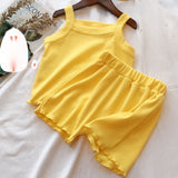 Comfortable Sleeveless Tops+Pant Kids Clothes Solid Colors Boy Clothing Set Toddler Boy Girls Vest Child Pajama