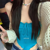 Triangle Umbilly Sexy Sling Female Summer New Solid-Colored Hottie Vest Pure Desire To Hang Neckless Sleeveless Top