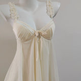 Fongt Women's Spring And Autumn 2025 New Set Winter With Chest Mat Size French Sexy Wood Ears Suspension Sling裙