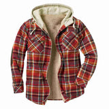 Fongt Men's Autumn And Winter Plaid Hooded Hooded Shirt Plus Plus Thick Jacket