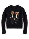Fongt Thin Cotton-Dished Cotton-Dunged Cartoon Bear Dolls Long-Sleeved Knitwear Shirts For Autumn And Winter 2025