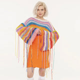 Fongt Autumn And Winter Explosion Of Women's Rainbow Tussel Holiday Style Loose