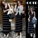 Fongt New Small Fragrant Wind Hit The Striped Sling Dress Female Summer Slimming Temperament Casual Dress