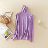 New-Coming Winter Tops Solid Button Turn-down Collar Pullovers Female Thick Turtleneck Knitted High Street Women