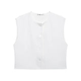 Fongt 2024 New Women's Fashion Joker Casual Breasoned Vest Top 8259187-Outfit