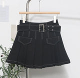Fongt Shooting Hottie Retro Bright Line Dress Women Walk Light 100-Fold Skirt High-Rise Thin A Short Skirt 8201
