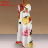 Printed Maxi Dress 2022 Casual Women's Summer Sundress VONDA Bohemian Female Printed Robe Short Sleeve