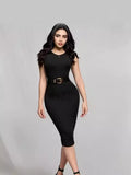 Fongt Women's Wear 2024 Summer New Solid Color Round Collar Sleeveless Vest Wrap Hip Skirt Fashion Temperament Dress Children-Outfit