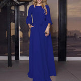 Party Sundress ZANZEA Vintage Summer 3/4 Sleeve Solid Dress Women Spring Vestidos Casual Maxi Long
