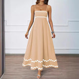 Fongt Summer Solid Color Lace Splicing Elegant Slings Bras Oversized Dress Dress Woman