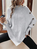 Fongt New Autumn And Winter High-Collar Button Decoration Bat Shirt Sworn Sweater