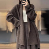 Fongt Long-Sleeved Sweater Coat Women Thicken Medium Long Chryse-Infrepeed Loose Lazy Knitted