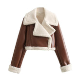 Fongt New Women's Collar Fur All-In-One Double-Sided Short Jacket Jacket