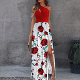 Fongt Women's Dress 2025 Slanted Shoulder Dress Temperament Sleeveless Sexy High-Waist Opening Dress