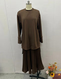 Fongt Summer New Women's Round Collar Loose Casual Top Retro Temperament Skirt Suit Women