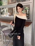 Fongt Xixi 2025 Autumn White Standard Korean Version Of Elegant Temperament Collar Tie With Thin Knitted Shirt Top Lady 89569