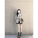 Fongt Summer High-End Personality Romantic National Style Totem Shirt Jacket High-Waisted Casual Shorts Set