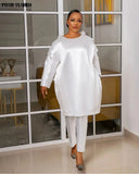 Two 2 Piece Set Women Sexy Bowtie Design Clothing African Dresses for Women Tracksuit Party Tops Pants Suits Fall Summer