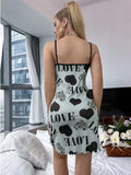 Summer Beauty Back Thin Home Clothes Sexy Sling Short Skirt Love Cartoon Cute Print