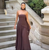 Fongt Summer New Women's Temperament Dress Romantic Atmosphere Spliced With A Hundred Folds Of Bra Dress