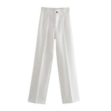 Fongt New Straight High-Rise Thin Solid-Colored Slacks 2761048