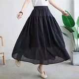 Fongt Half Dress Girl New Big Swing Skirt Solid Color Fluffy Skirt Fluffy Skirt Double Breathable Literary Waist Tight