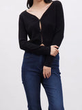 Fongt Spring New Product Fashionable Pure Lust Wind V Collar Single Buckle Gentle Comfortable Small High-Waist Knitted Open Shirt Outside The Female