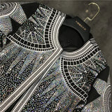 Women Shiny Jacket 2022 Silver Sequins Geometric Bomber Jackets O Neck Nationality Embroid Coat Casual Outerwear Female