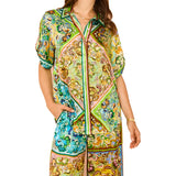 Fongt Women's Hot Flower Printing Tie With Short-Sleeved Fashion Suit