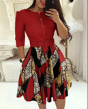 New Ladies' Fashionable Long-Sleeved Dress With Belt-Outfit