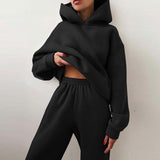 Fongt And Winter Women's Casual Fashion Thick Long-Sleeved Trousers Two Sets