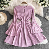 Fongt High-End Knitted Dress Women Autumn And Winter Royal Sister Temperament Dating Short Skirt French Waist Sweater Skirt