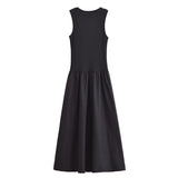 Fongt New Two-Color Splicing Sleeveless Long Vest Dress Dress