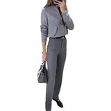 Fongt Fall 2023 New Design Pocket Casual Top Goes With Commuter Straight Suit Suit-Outfit