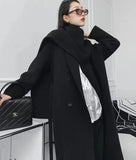 2024 Autumn And Winter New Shawl Scarf Collar Double-breasted Solid Color Women's Double-sided Woolen Belt Coats TH5394-Outfit