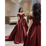 Bride Toast Dress 2025 New Shoulder High-End Small Temperament Wine Red Vertiny Engagement Dress