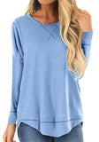 Fongt Women's Clothing 2025 Autumn And Winter Round Collar Long-Sleeved T-Shirt Solid Color Loose Top Before The Short And Rear Long Tuxedo Women's T