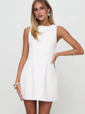 Fongt Spring And Summer New Sleeveless Dress Solid Color Collar Temperament Body-Clad Hip Dress